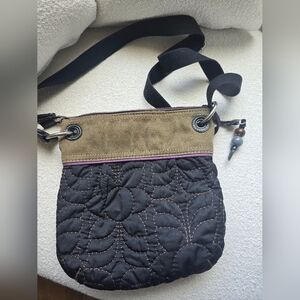 Fossil, Key-Per Crossbody Quilted Bag, Black/Dark Tan